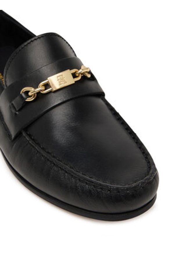 TOMMY HILFIGER - Tommy Hilfiger Lordsy Th Chain Leather Loafer FW0FW08956 Czarny. Kolor: czarny. Materiał: skóra