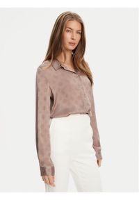 Guess Koszula W5YH1A WHCR2 Beżowy Regular Fit. Kolor: beżowy. Materiał: syntetyk