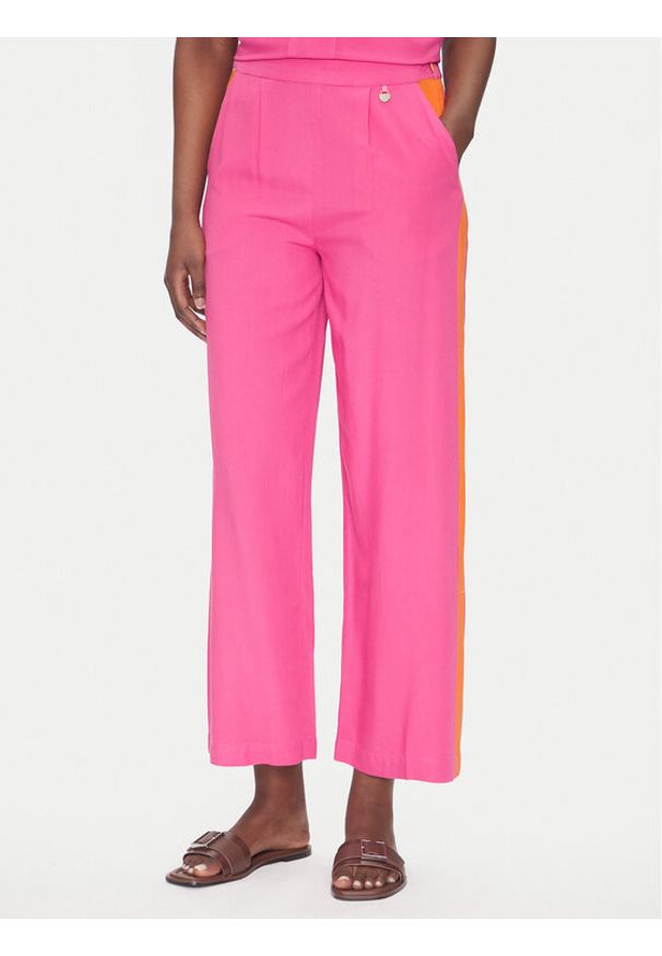 LOLA CASADEMUNT Spodnie materiałowe LS2514015 Różowy Relaxed Fit. Kolor: różowy. Materiał: wiskoza
