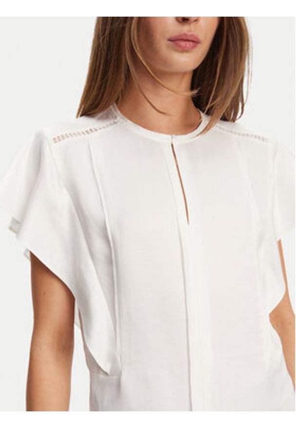 BOSS Bluzka Beliniara 50540635 Biały Regular Fit. Kolor: biały. Materiał: len, wiskoza