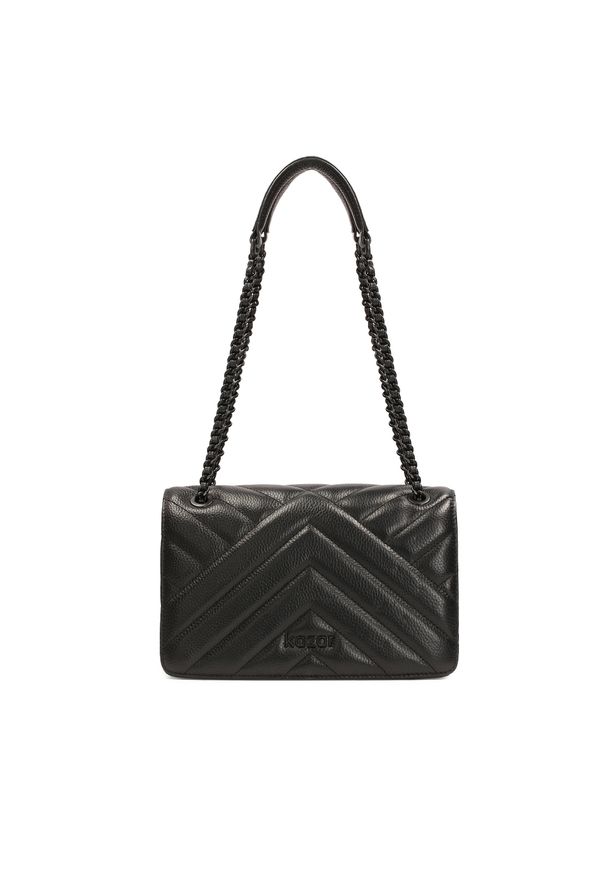 Kazar - Podłużna torebka na ramię z efektownym przeszyciem. Kolor: czarny. Wzór: gładki. Materiał: skórzane. Styl: elegancki, klasyczny. Rodzaj torebki: na ramię