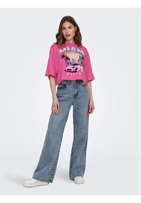 only - ONLY T-Shirt 15290548 Różowy Cropped Fit. Kolor: różowy. Materiał: bawełna