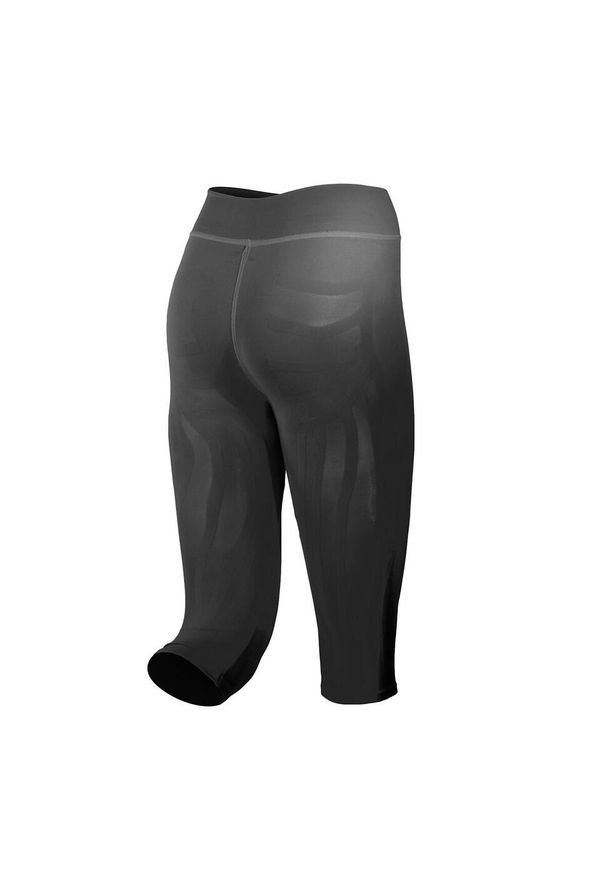 R-EVENGE - Legginsy techniczne do biegania Capri damskie z taśmami kinetycznymi. Kolor: czarny. Materiał: elastan