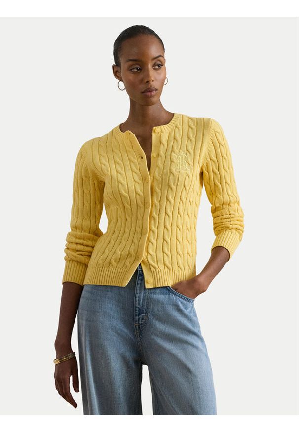 Lauren Ralph Lauren - LAUREN RALPH LAUREN Kardigan 200932225016 Żółty Regular Fit. Kolor: żółty. Materiał: bawełna
