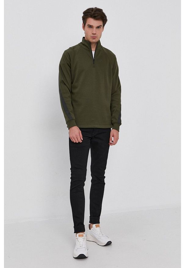 G-Star RAW - G-Star Raw Bluza męska kolor zielony gładka. Kolor: zielony. Materiał: dzianina, poliester. Długość rękawa: raglanowy rękaw. Długość: krótkie. Wzór: gładki