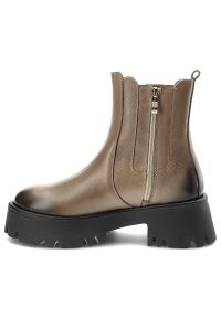 Brązowe Botki Lemar Damskie Modne Skórzane Buty. Kolor: brązowy. Materiał: skóra #3