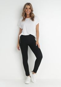 Born2be - Czarne Legginsy Amiata. Kolor: czarny. Materiał: dzianina. Długość: długie. Wzór: gładki