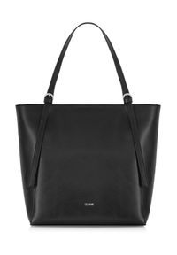 Ochnik - Pojemna czarna torebka shopper damska. Kolor: czarny. Wzór: gładki. Sezon: lato. Materiał: skórzane. Styl: elegancki