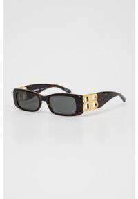 Balenciaga okulary przeciwsłoneczne damskie kolor brązowy. Kształt: prostokątne. Kolor: brązowy #3