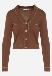 Born2be - Brązowy Kardigan Patli. Kolor: brązowy. Długość rękawa: długi rękaw. Długość: długie. Styl: retro, elegancki #5