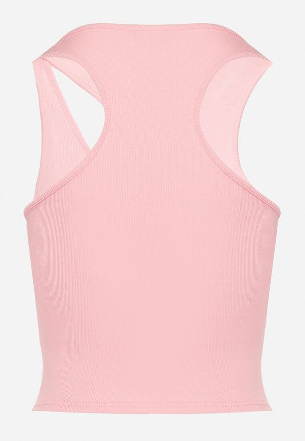 Born2be - Różowy Bawełniany Top z Ozdobnym Wycięciem Sallire. Kolor: różowy. Materiał: bawełna