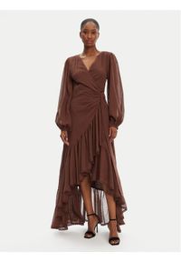 Guess Sukienka wieczorowa 5GGK53 7317A Brązowy Regular Fit. Kolor: brązowy. Materiał: bawełna. Styl: wizytowy