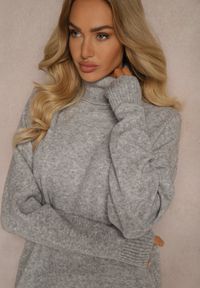 Renee - Szary Casualowy Golf o Prostym Kroju Derilena. Okazja: na co dzień. Typ kołnierza: golf. Kolor: szary. Długość rękawa: długi rękaw. Długość: długie. Styl: casual