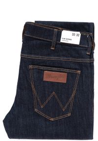 Wrangler - WRANGLER LARSTON MĘSKIE SPODNIE JEANSOWE JEANSY DARK RINSE W18SP690A 112127578. Wzór: jednolity