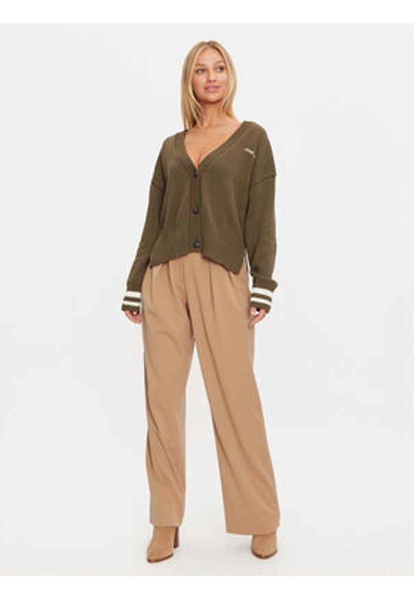 Guess Jeans Kardigan W4BR81 Z3HM1 Khaki Regular Fit. Kolor: brązowy. Materiał: bawełna