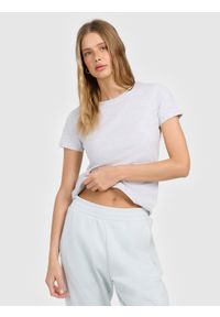 4f - 4F T-shirt slim gładki damski - szary S. Okazja: na uczelnię, na co dzień. Kolor: szary. Materiał: materiał. Wzór: gładki. Styl: casual, sportowy, klasyczny #1