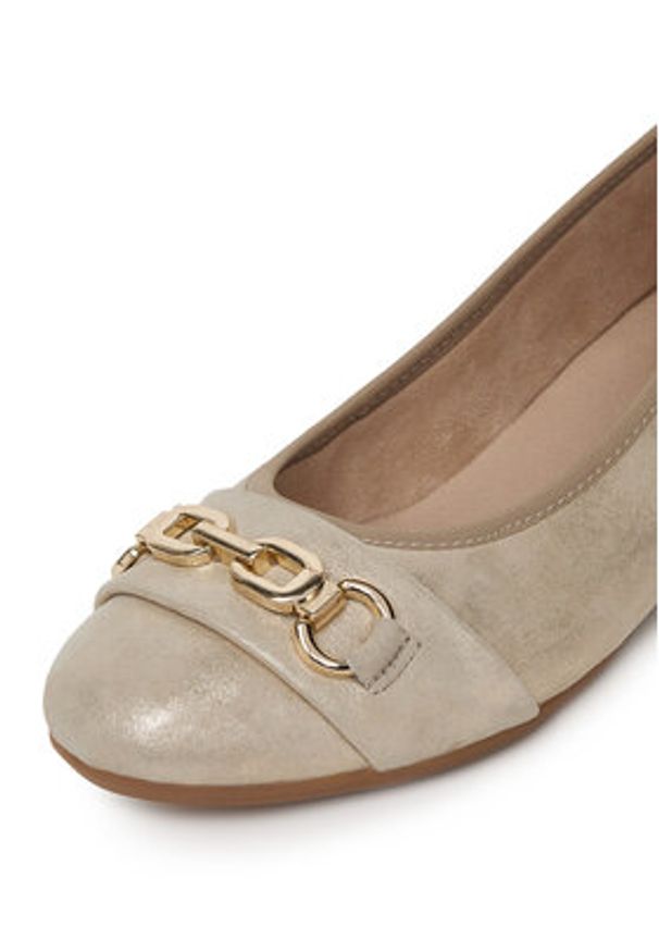 Remonte Baleriny D0K10-90 Złoty. Kolor: złoty. Materiał: nubuk, skóra