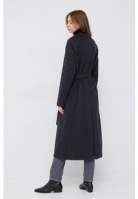 Calvin Klein płaszcz wełniany kolor czarny przejściowy. Okazja: na co dzień. Kolor: czarny. Materiał: wełna. Styl: casual, klasyczny #5