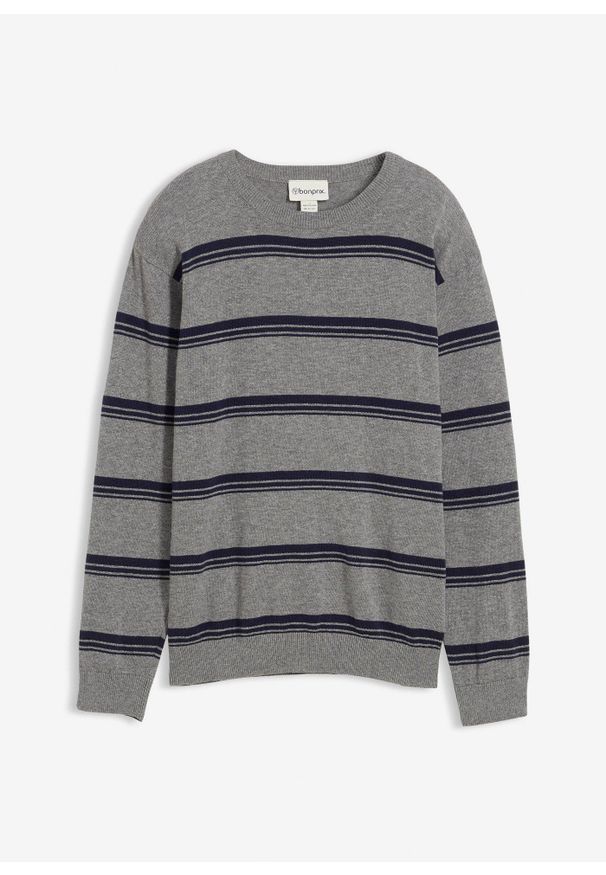 bonprix - Cienki sweter z czystej bawełny. Kolor: szary. Materiał: bawełna