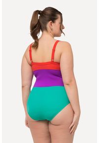 ULLA POPKEN - Damski Kostium kąpielowy szerokie kolorowe pasy miękkie miseczki wycięcia. Kolekcja: plus size. Kolor: zielony. Materiał: elastan, poliamid, materiał. Wzór: kolorowy
