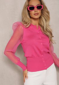 Renee - Fuksjowy Kardigan Bluzka Roseanna. Kolor: różowy. Materiał: dzianina. Długość rękawa: długi rękaw. Długość: długie #3