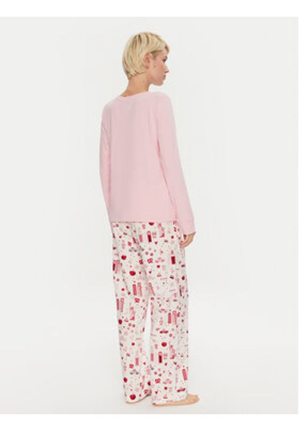 DKNY Piżama YI80037 Różowy Relaxed Fit. Kolor: różowy. Materiał: bawełna