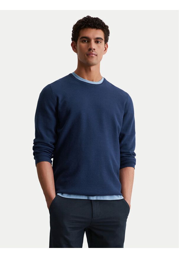 Marc O'Polo Sweter 526 5023 60080 Granatowy Regular Fit. Typ kołnierza: polo. Kolor: niebieski. Materiał: bawełna