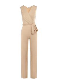 Born2be - Beżowy Kombinezon Chionadina. Kolor: beżowy. Materiał: materiał. Długość rękawa: bez rękawów. Długość: długie. Wzór: gładki. Styl: elegancki #6
