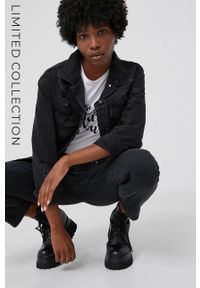Answear Lab Kurtka jeansowa damska kolor czarny przejściowa. Okazja: na co dzień. Kolor: czarny. Materiał: jeans. Styl: wakacyjny #1