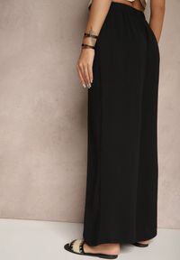 Renee - Czarne Szerokie Spodnie Typu Palazzo High Waist Araneira. Okazja: na spotkanie biznesowe, na co dzień, na spacer. Stan: podwyższony. Kolor: czarny. Styl: biznesowy, casual, elegancki