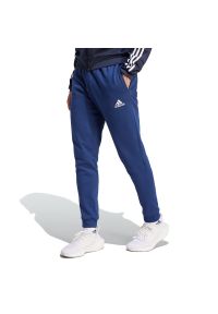 Adidas - Spodnie adidas Entrada 22 Sweat Pants H57529 - granatowe. Kolor: niebieski. Materiał: dresówka, materiał, poliester, bawełna