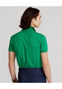 Ralph Lauren - RALPH LAUREN - Zielona koszulka polo Mesh Slim Fit Stretch. Typ kołnierza: polo. Kolor: zielony. Materiał: mesh. Wzór: aplikacja, haft, ze splotem. Sezon: lato. Styl: klasyczny #5
