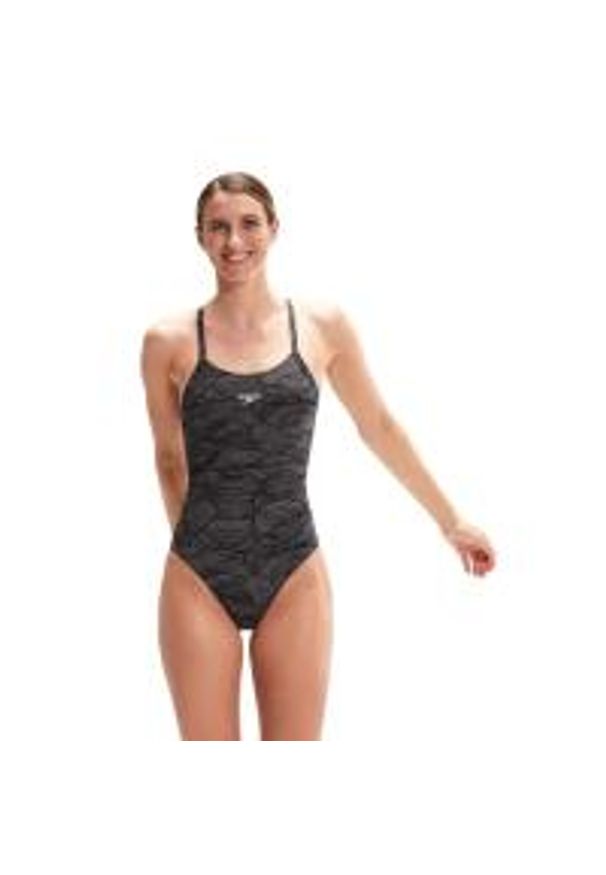 Strój kąpielowy damski Speedo Allover Fixxbk. Kolor: czarny, szary, wielokolorowy. Materiał: poliester