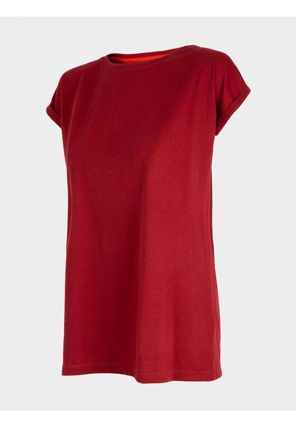 Everhill - T-shirt damski TSD702 - burgund - Outhorn. Materiał: bawełna, poliester, wiskoza
