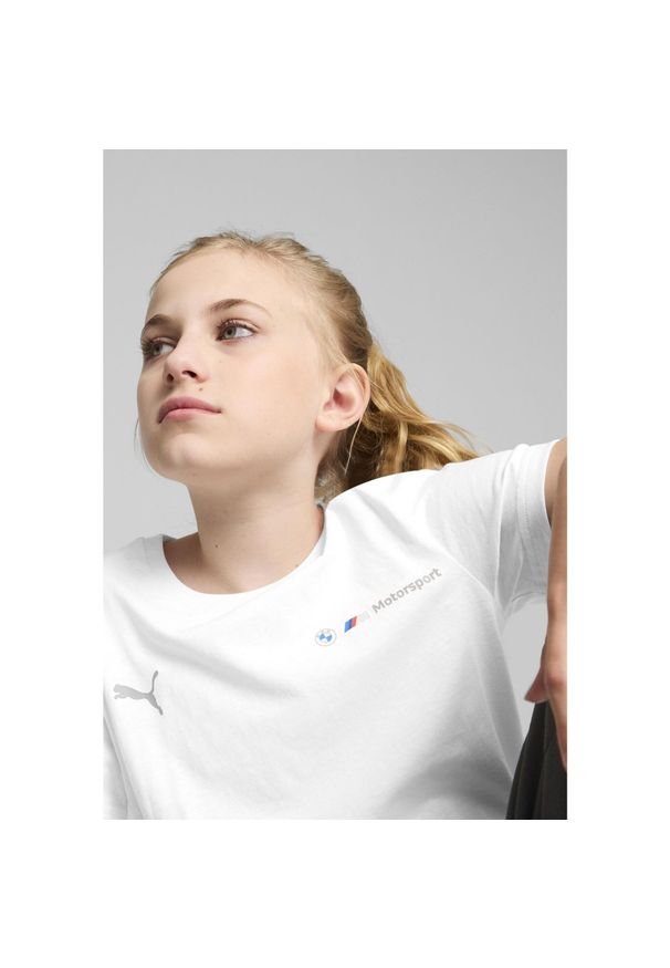 Puma - Młodzieżowa koszulka BMW M Motorsport ESS+ z logo PUMA White. Kolor: biały