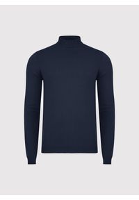 Pako Lorente - PAKO LORENTE – Granatowy półgolf męski. Kolor: żółty, biały, niebieski. Materiał: wiskoza, poliamid. Wzór: ze splotem, gładki #5