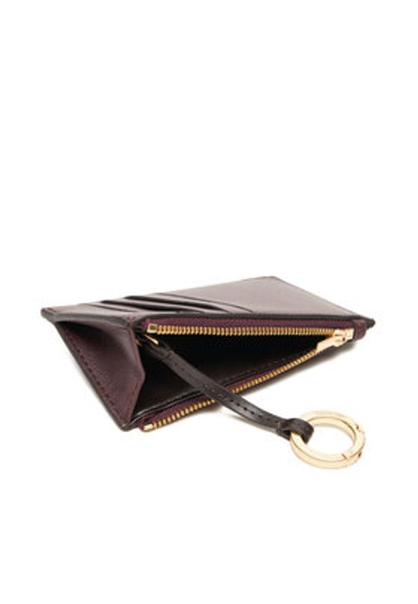 Calvin Klein Duży Portfel Damski Foil Logo Top Zip Cardcase LV04F1090G Bordowy. Kolor: czerwony. Materiał: skóra