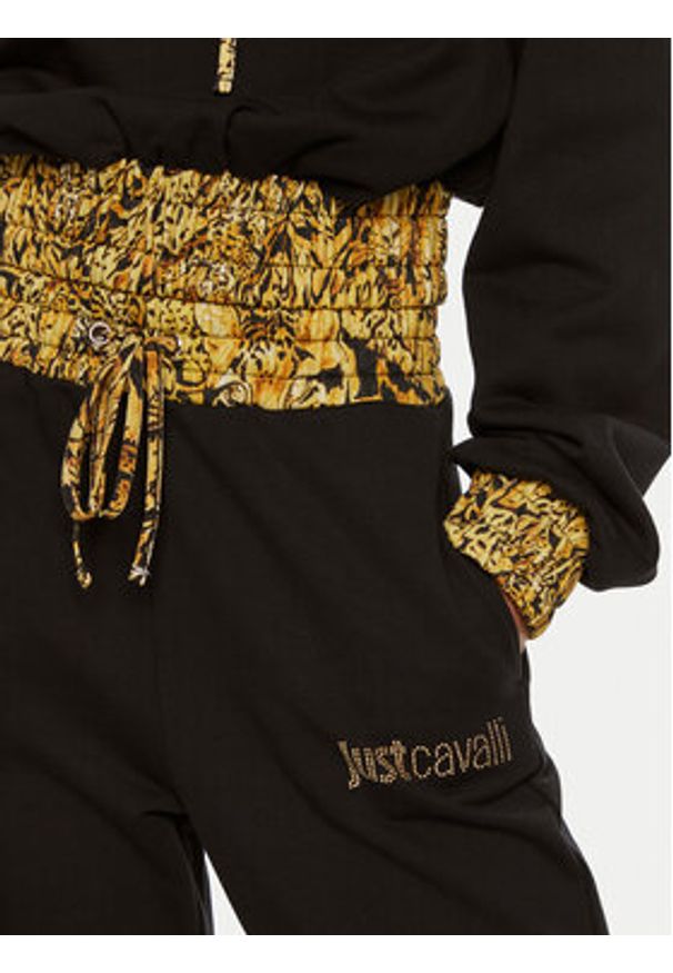 Just Cavalli Spodnie dresowe 77PAAE21 Czarny Regular Fit. Kolor: czarny. Materiał: bawełna