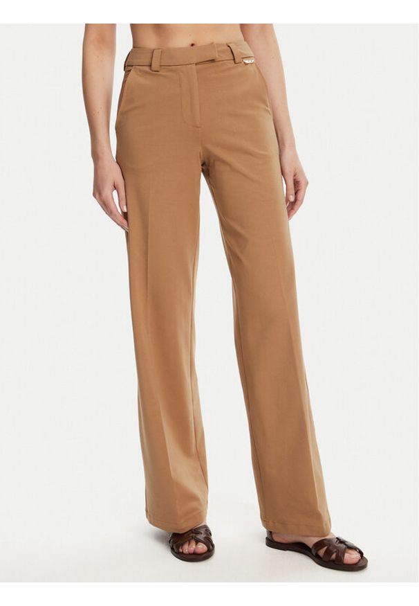 Silvian Heach Spodnie materiałowe Liovica GPP25421PA Beżowy Wide Leg. Kolor: beżowy. Materiał: bawełna