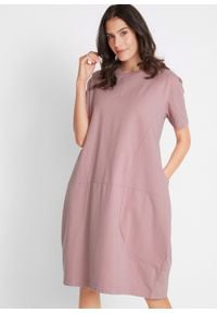Sukienka bawełniana oversize, rękawy 1/2 bonprix różowobrązowy. Kolor: różowy. Materiał: bawełna. Typ sukienki: oversize #6