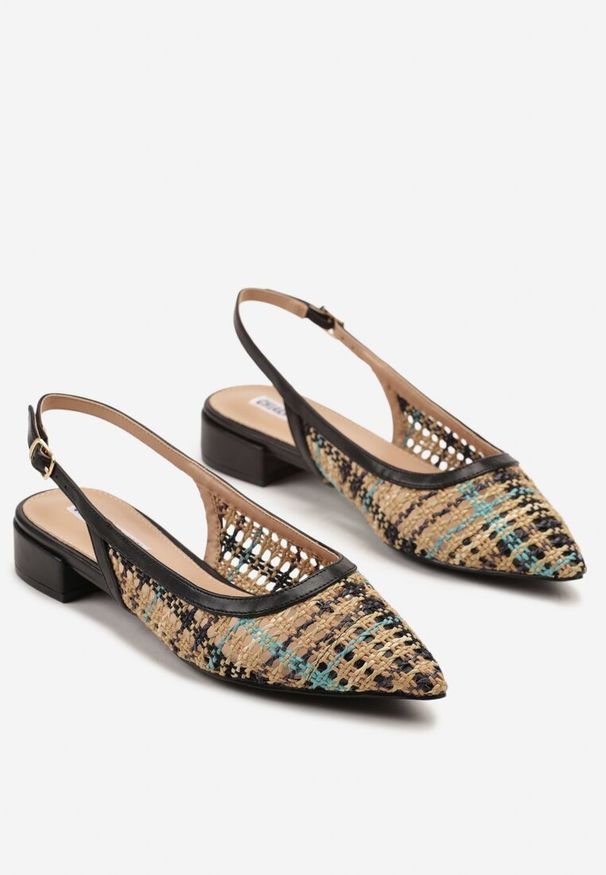 Renee - Czarne Szydełkowe Sandały Slingback Odirissea. Zapięcie: sprzączka. Kolor: czarny. Sezon: lato. Obcas: na szpilce. Styl: elegancki
