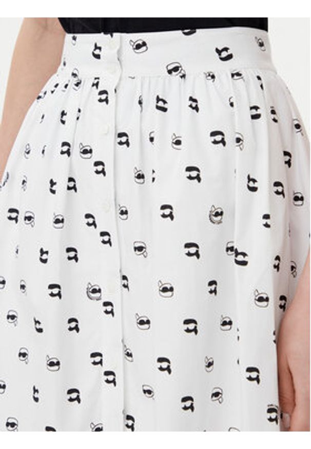 Karl Lagerfeld - KARL LAGERFELD Spódnica trapezowa A2W12029 Biały Regular Fit. Kolor: biały. Materiał: bawełna