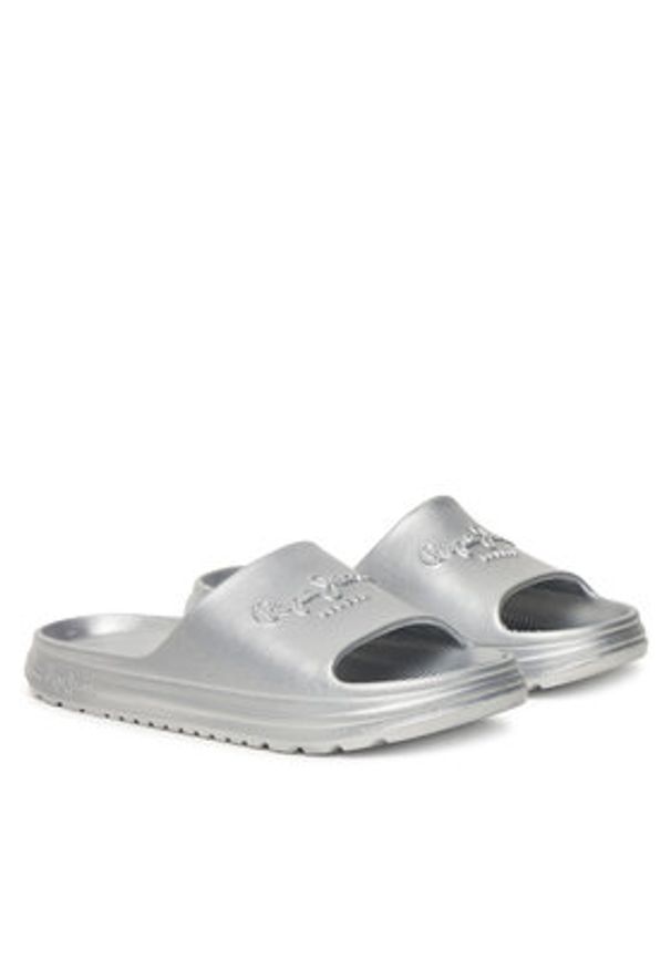 Pepe Jeans Klapki Beach Slidemet PLS70165 Srebrny. Kolor: srebrny