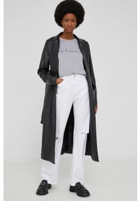 Answear Lab płaszcz damski kolor czarny przejściowy niezapinany. Okazja: na co dzień. Kolor: czarny. Materiał: materiał. Wzór: gładki. Styl: wakacyjny #4