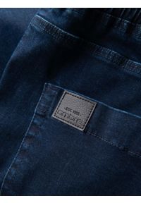 Ombre Clothing - Męskie jeansowe joggery z lampasami – ciemnoniebieskie V4. Okazja: na co dzień. Kolor: niebieski. Materiał: jeans. Styl: retro, sportowy, casual #5