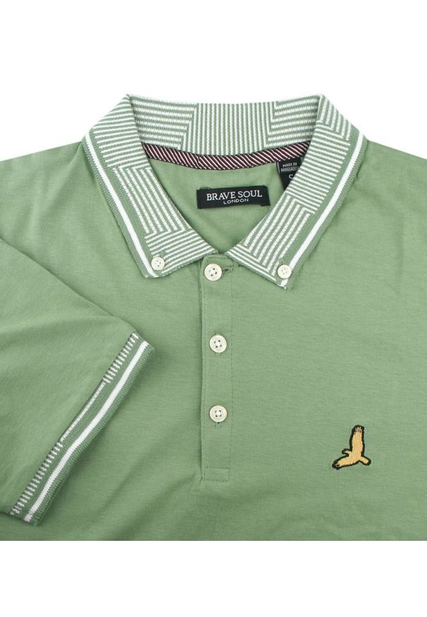 Oryginalna Koszulka Polo - Brave Soul - Zgaszona Zielona. Okazja: na co dzień. Typ kołnierza: polo. Kolor: zielony. Materiał: bawełna. Styl: casual