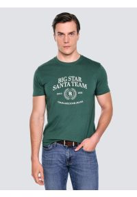 Big-Star - Koszulka męska z nadrukiem zielona Marr 304. Okazja: na co dzień. Kolor: zielony. Materiał: dzianina, bawełna. Wzór: nadruk. Sezon: zima. Styl: wizytowy, casual, klasyczny #1