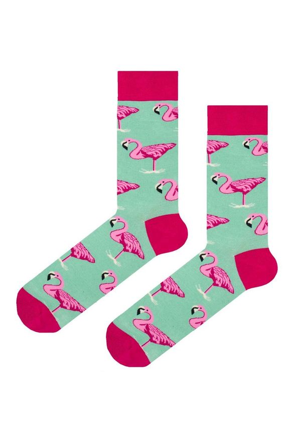His Story - Tematyczne Skarpetki Bawełniane - Różowe Flamingi. Kolor: wielokolorowy. Materiał: poliamid, bawełna, elastan