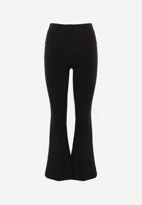 Renee - Czarne Spodnie Dzwony z Wiskozą i Bawełną z Gumką w Pasie High Waist Lertidra. Okazja: na co dzień. Stan: podwyższony. Kolor: czarny. Materiał: wiskoza, bawełna. Styl: casual, retro, elegancki #5