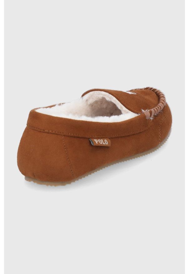 Polo Ralph Lauren - Kapcie. Nosek buta: okrągły. Kolor: brązowy. Materiał: guma